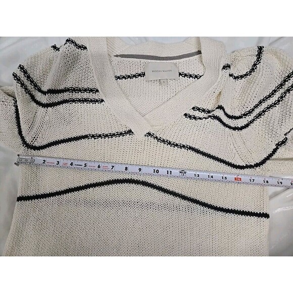 Brochu Walker Sasha Striped V-Neck Knit LS Sweater Cotton Wool Blend Women’s S - Picture 7 of 10